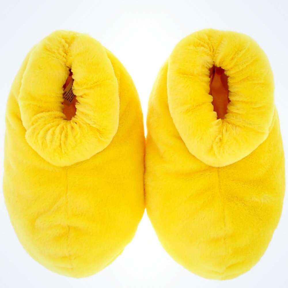 Disney World Parks Mickey Mouse Feet Plush Slippers Adult LARGE L Yellow NEW